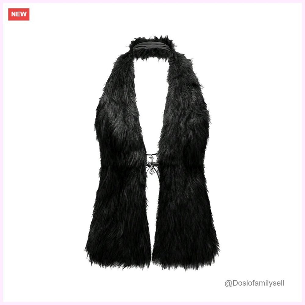 Faux Fur Halter Vest Sleeveless Back Tie Rave Party Y2K Top